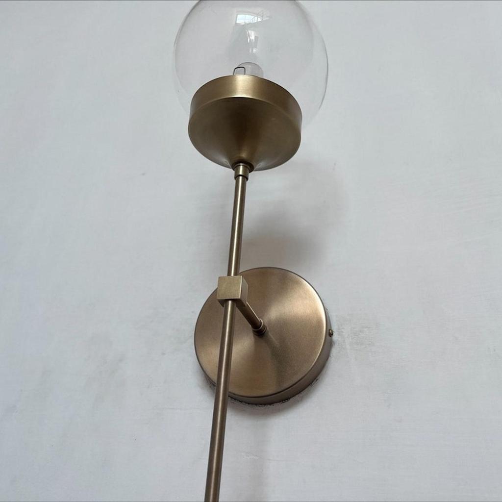 Kinkiet Globe Nowoczesna lampa ścienna Surowy mosiądz Kinkiety z połowy wieku Oprawa świetlna Globe Ball Przezroczysta