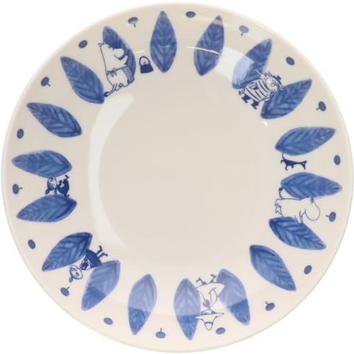 MOOMIN "Blue Flora" Bowl and Plate Set (3 pieces, 17cm each) - Nordic Style, Moomin Merchandise, Mother's Day Gift, Made in Japan, MM7000-76
