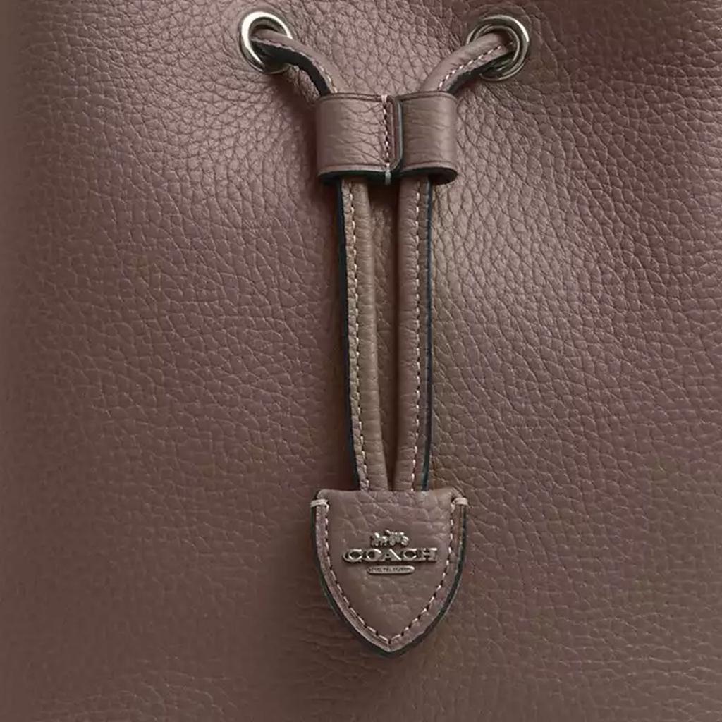 Coach Rowan 21 Logo Leather Tote Bag Small Women Tote Bags Dark-Stone CBH06-QBCBD