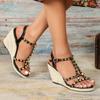 Eilyken Sommer Peep Toe Stroh Weben Nieten Frauen Sandalen Plattform Keile Mode High Heels weibliche Schuhe