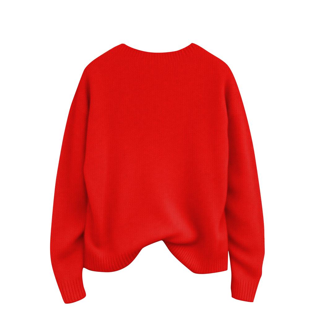Women's Christmas Print Cardigan Long Sleeve Round Neck Knit Top