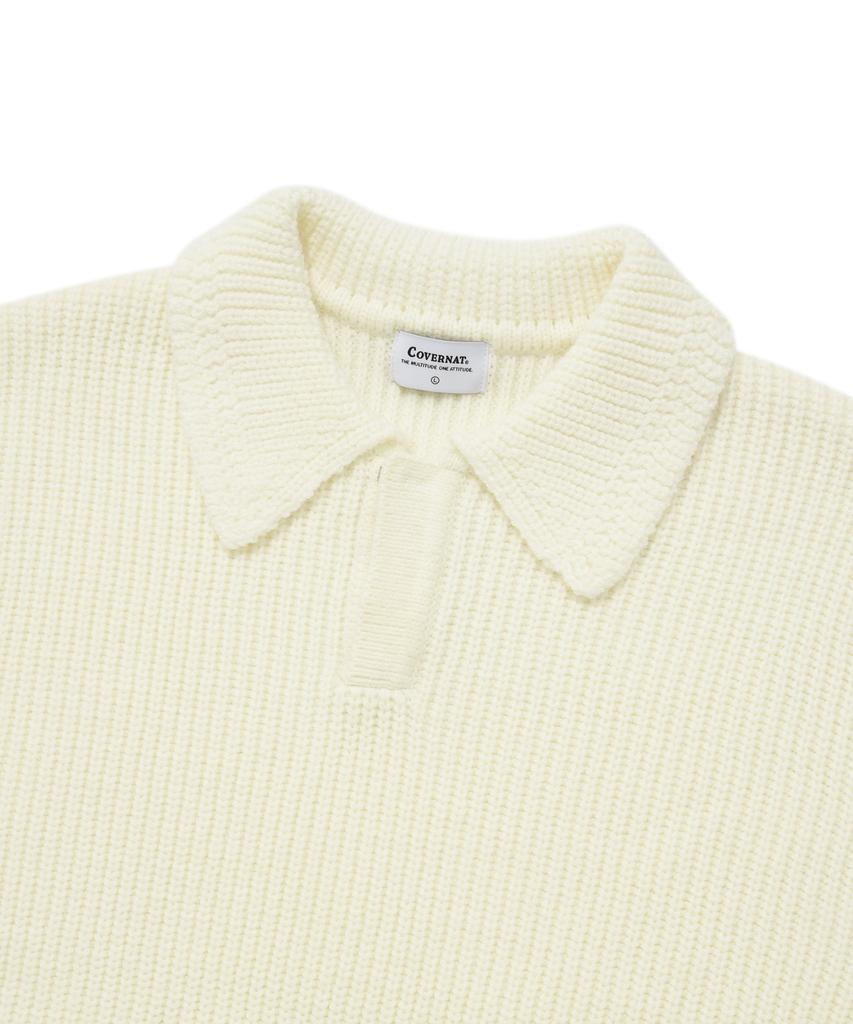 COVERNAT Open Collar Knit Ecru