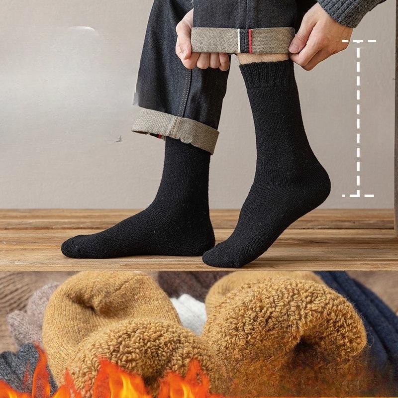 Men's Extended Winter High-top Super Thick Wool Socks, Women's Fleece Socks, Large-sized Long Top Loose Cold-proof Cotton Socks