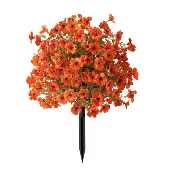 Künstlicher Buchsbaumkugelbaum mit violetten Blüten, Outdoor-Kunststräucher mit Erdspieß, UV-beständige Kunstbüsche zur Dekoration von Veranda, Garten, Pflanzgefäß