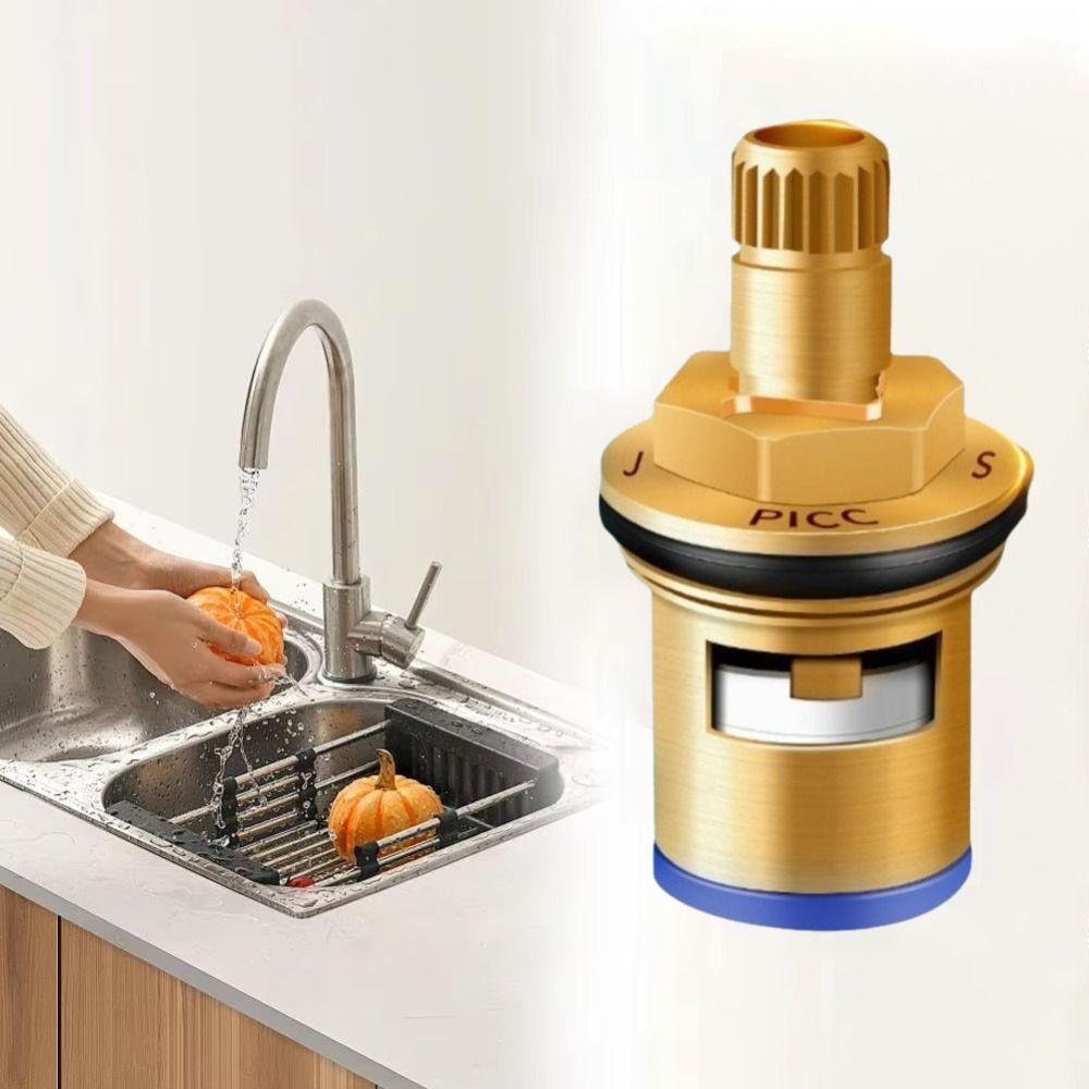 Brass Material Faucet Valve Core Threaded Design Ceramic Valve Faucet Cartridge Hot and Cold Copper Construction