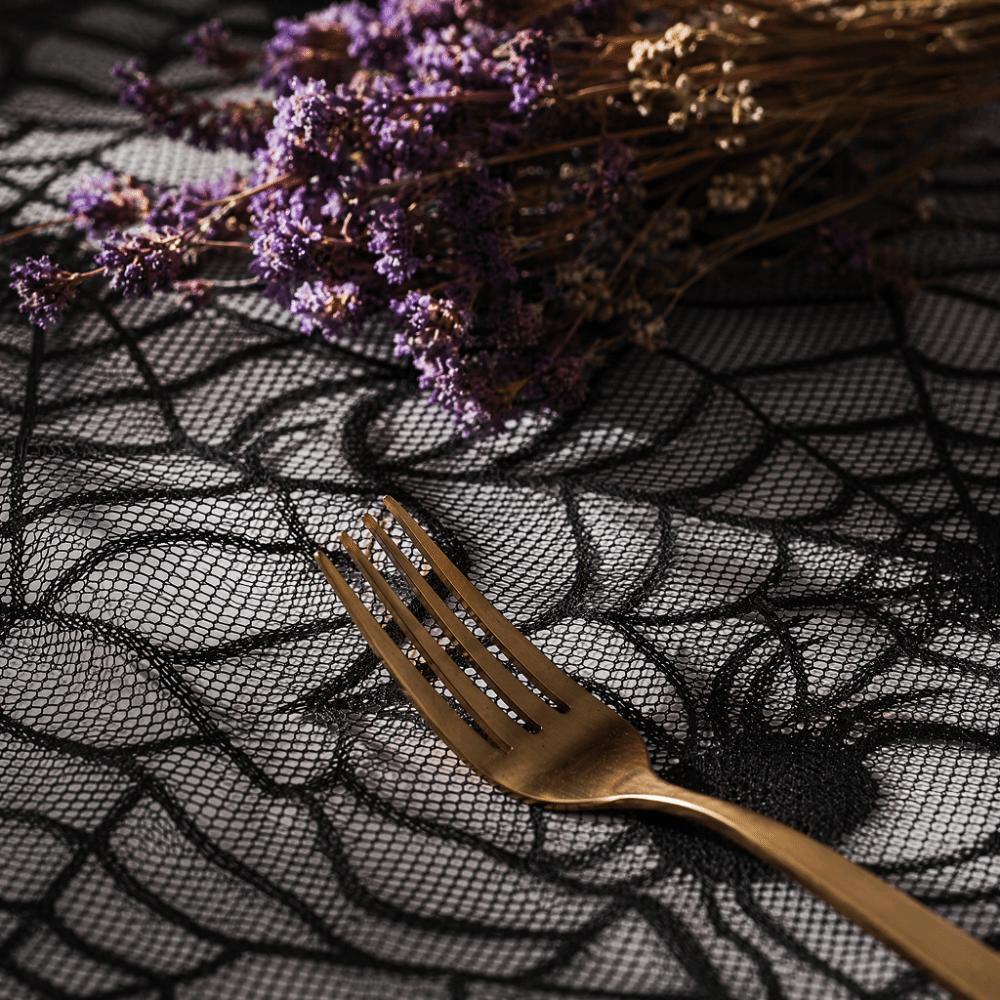 Lightweight Halloween Decoration Portable Spider Web Tablecloth Black Tablecloth  Event Decoration