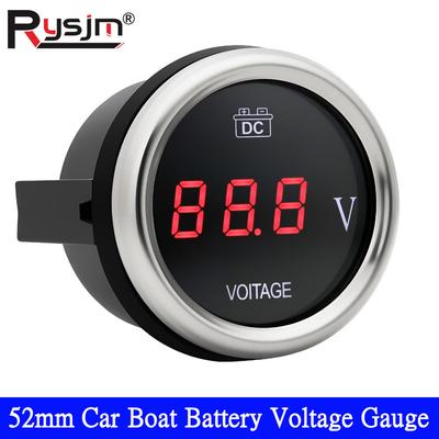 2"52mm Digital Voltmeter Voltage 9-35V Red LED Light Waterproof VOLTS Gauge Meter with Flashing Warning for Car Boat