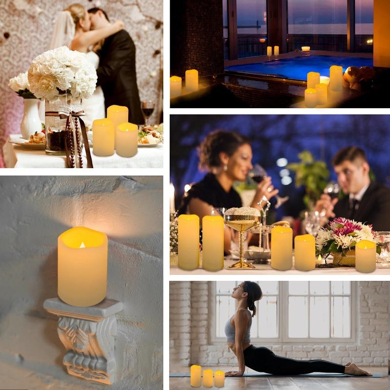 3Pcs/Set Simplicity Flickering LED Flameless Candle Light with Remote Control Intelligence for Patio, Garden & Holiday Displays