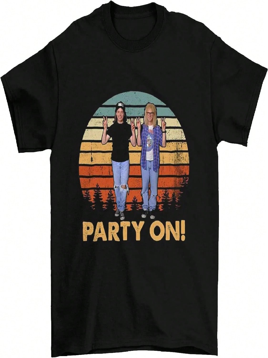 Wayne s World Party On Vintage T-Shirt, Classic Movie Shirt, Funny T-Shirt Black S разноцветный