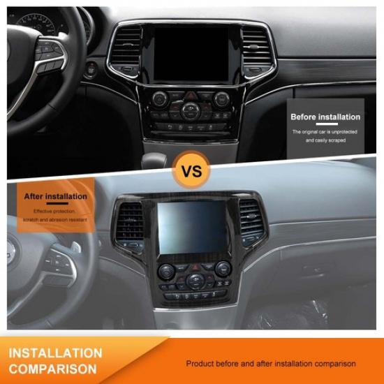 Black Wood Grain Center Radio Navigation Panel Cover For Grand Cherokee2014-2018
