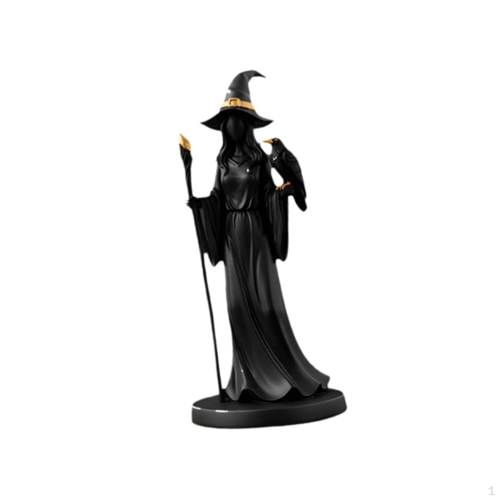 

Halloween Witch Statue Sculpture, Standing Scary Gothic Desktop Ornament, Figure for Festival