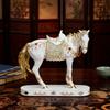 Retro Horse Statue Desktop Artistic Horse Figurine with Base Golden Painted Resin