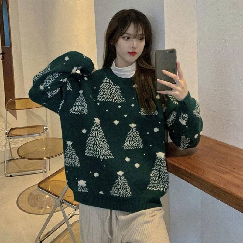 

YYFS Женская мода Повседневный Осень Зима Длинный рукав О-образный вырез свитера Size: One Size зелёный