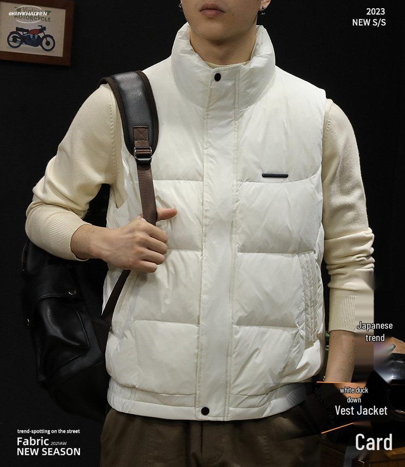 Men's Lightweight 90% Duck Down Warm Vest - Trendy Plus Size Outerwear for Autumn/Winter 2025
