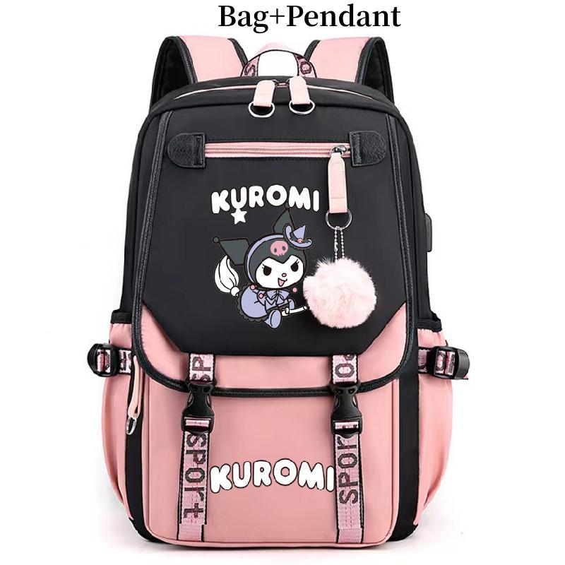 Kuromi Student Backpack With Usb Charging Port For Casual Travel And School Use