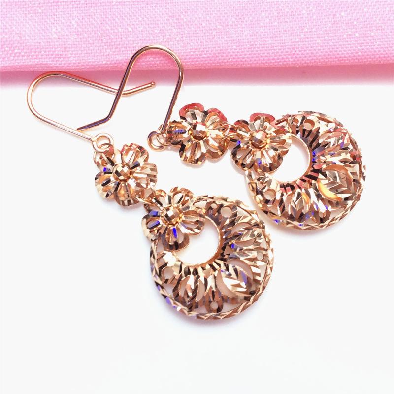 Purple Gold Shiny Brushed Flower Earrings Women S Classic Fashion Rose Gold Ear Hooks