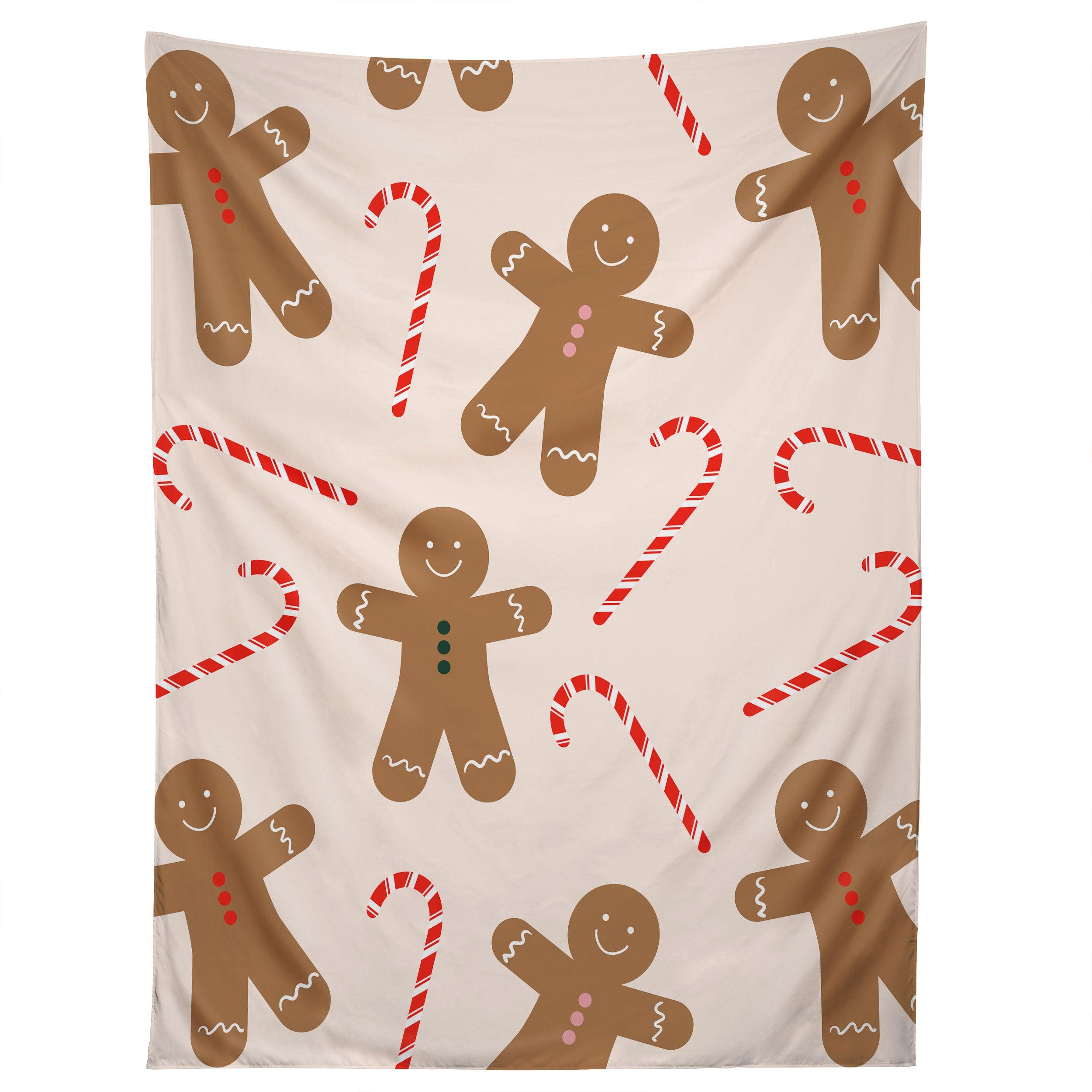 GINGERBREAD MAN CANDY CANE tapestry 75x100 чёрный