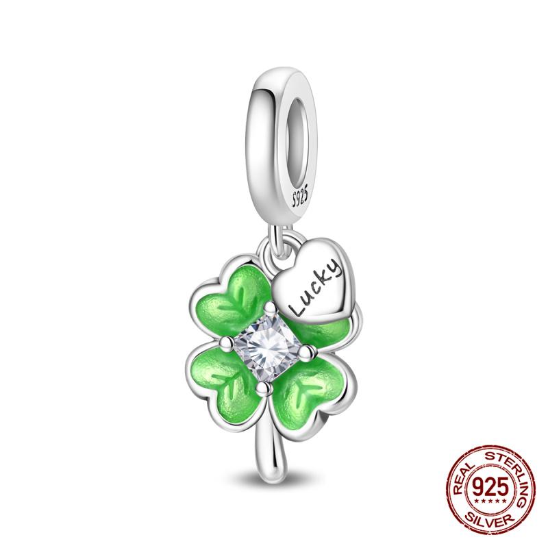 Charms Kupfer Glücksklee Serie Charms Perlen Passend für Damen 3 mm Original Armband Halskette DIY Exquisiter Schmuck Geschenke