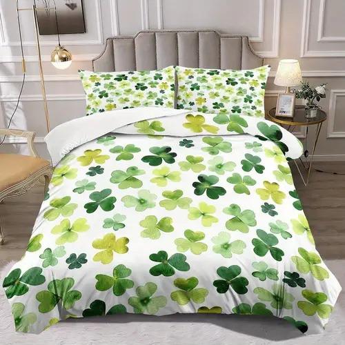 Comforter Four Leaf Clover Four Leaf Clover Background Theme Suitable For Children Kids And Adults Soft And Warm