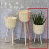 LianpinHui Rustic Rattan & Solid Wood Flower Stand Set