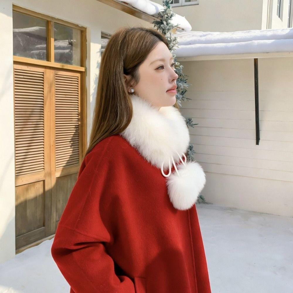 Soft Plush Fur Collar Scarf Faux Fur Fur Collar Shawl New Pom Pom Scarf Women