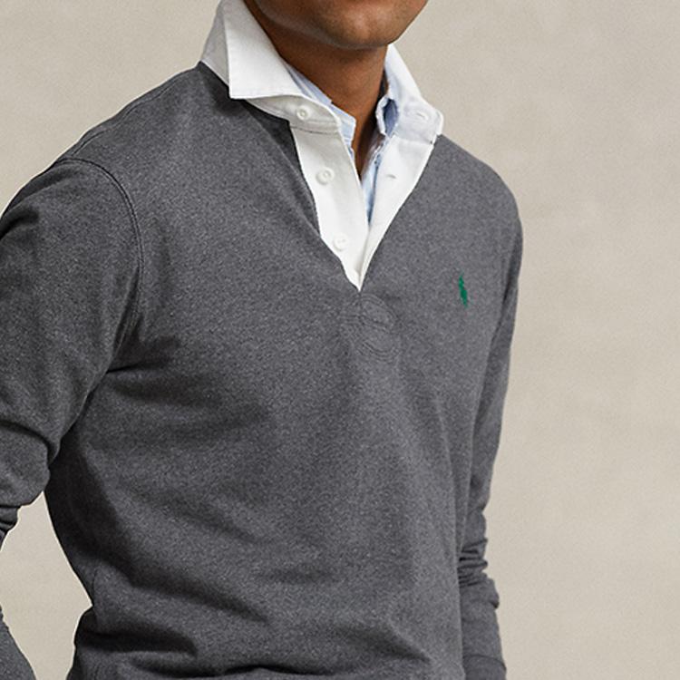 Polo Ralph Lauren FW23 Classic Solid Casual Long Sleeve Polo Shirt Men Tops Gray MNPOKNI16823074-020