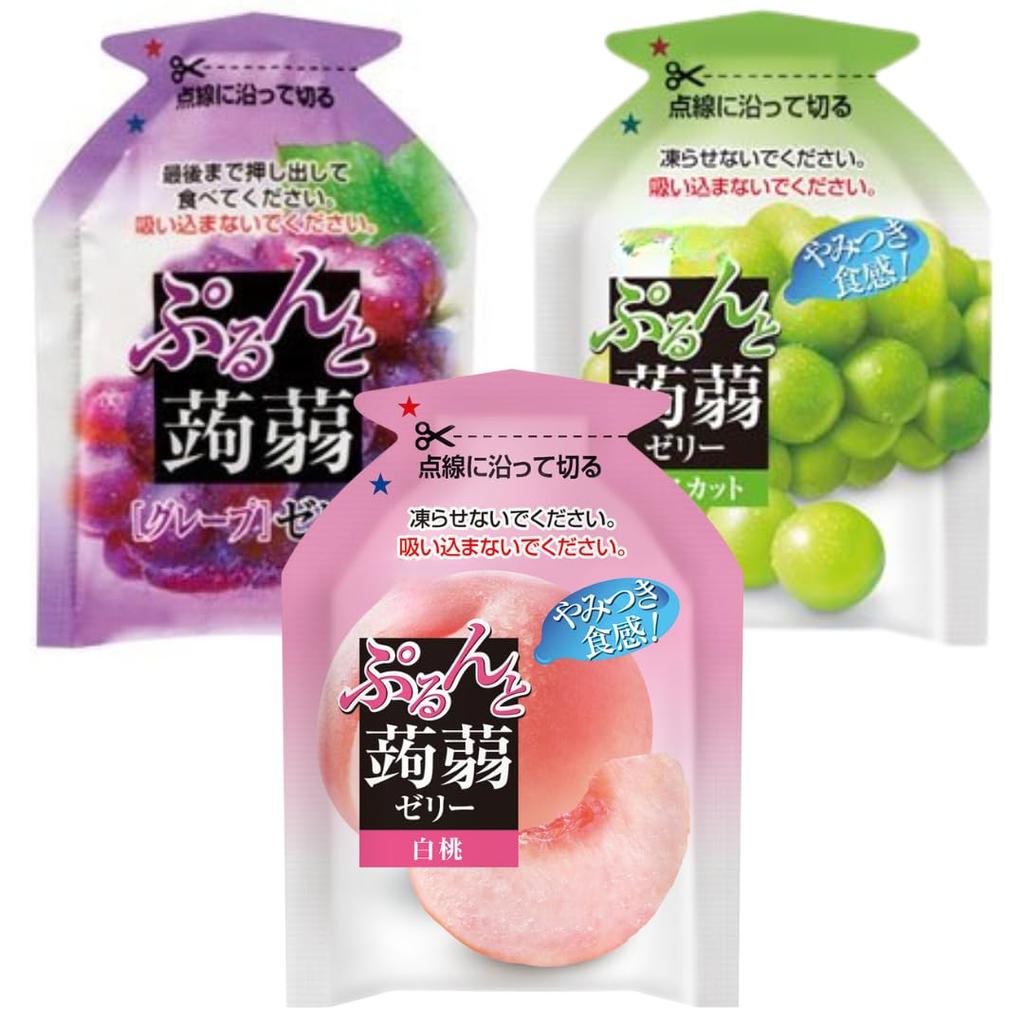 Purunto Konjac Jelly Assortment Set 1 Unshu White and Pear (5 Flavors, Each) - Mandarin, Grape, Muscat, Peach,