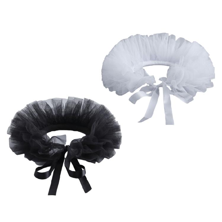 Vintage Detachable Collar Multilayered Mesh Collar for  Colonial Outfit Lace Jabot Collar Cosplay Costume Neckwear