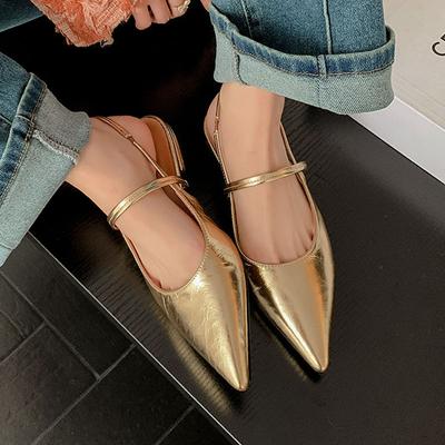 Eleganckie Damskie Buty Projektant Płaskie Damskie Buty do Pracy Luksusowe Skórzane Sandały Seksowne Czółenka Slingback ze Szpicem Buty do Sukienki na Imprezę