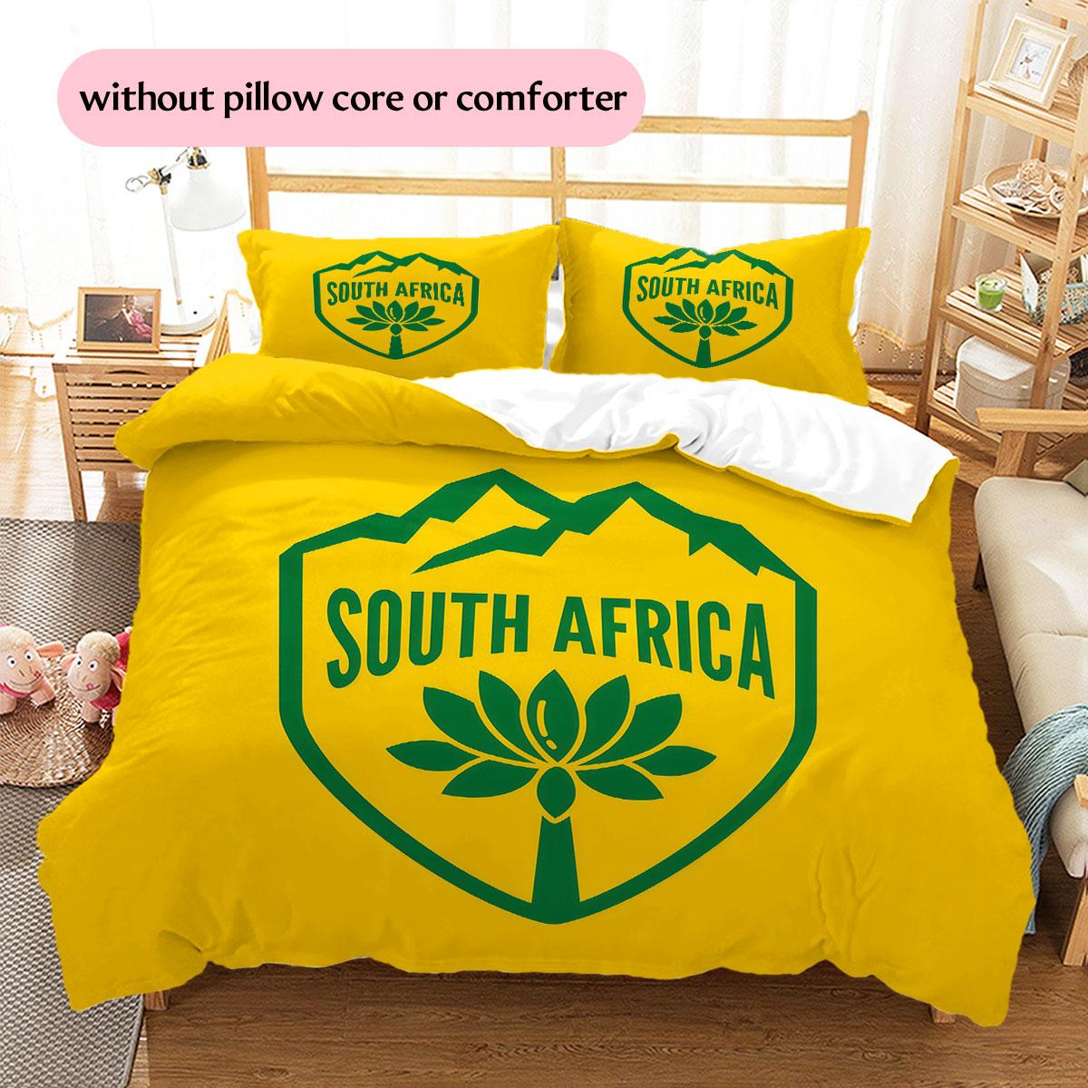 South Africa national football Pattern Bedding Home Decoration Birthday Gift (1 * duvet cover + 2 * pillowcase, without core),fan merchandise. 135x200cm