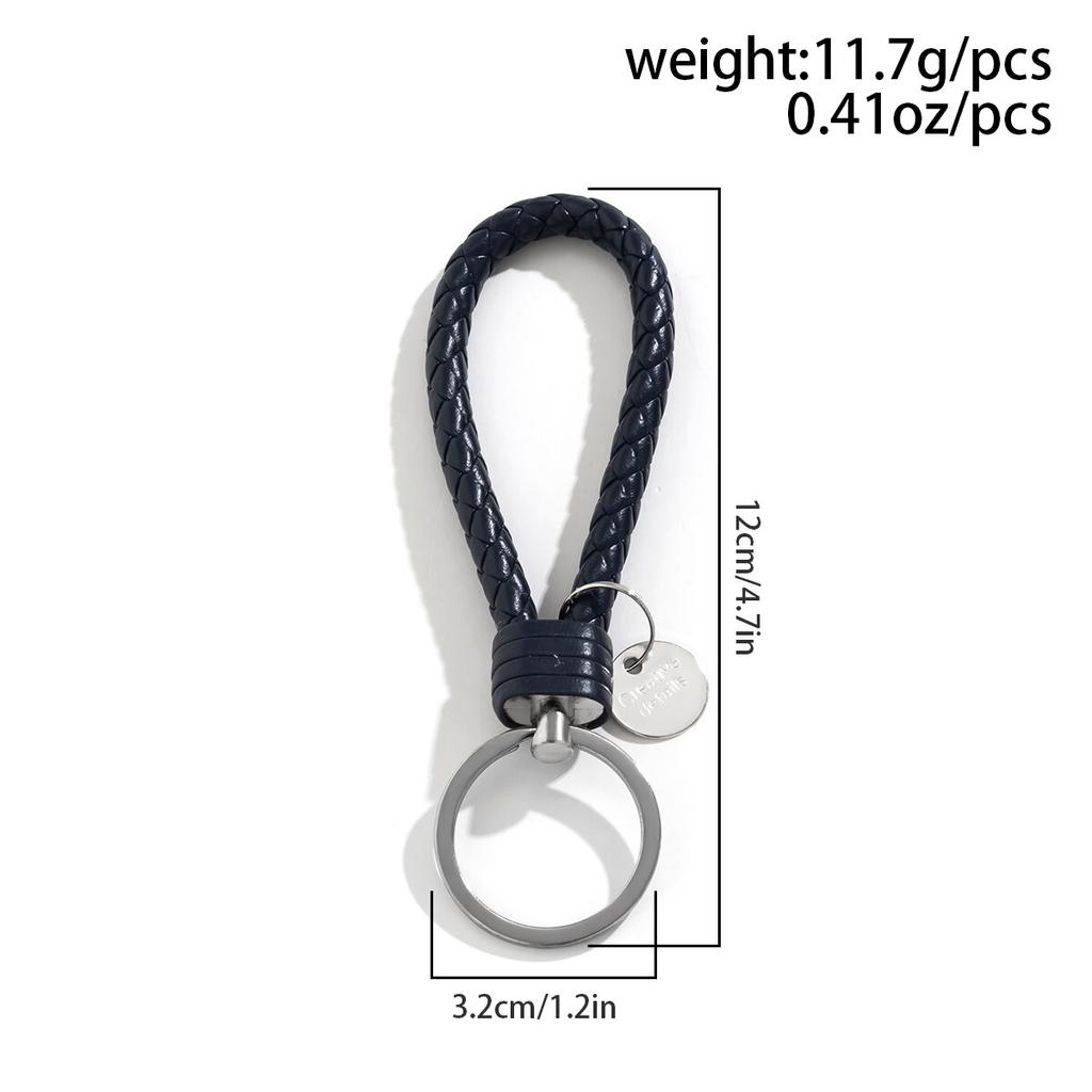2Pcs/Set Pu Leather Braided Woven Rope Keychain Diy Bag Pendant Key Chain Holder Key Car Trinket Keyring Men Women Gift Jewelry