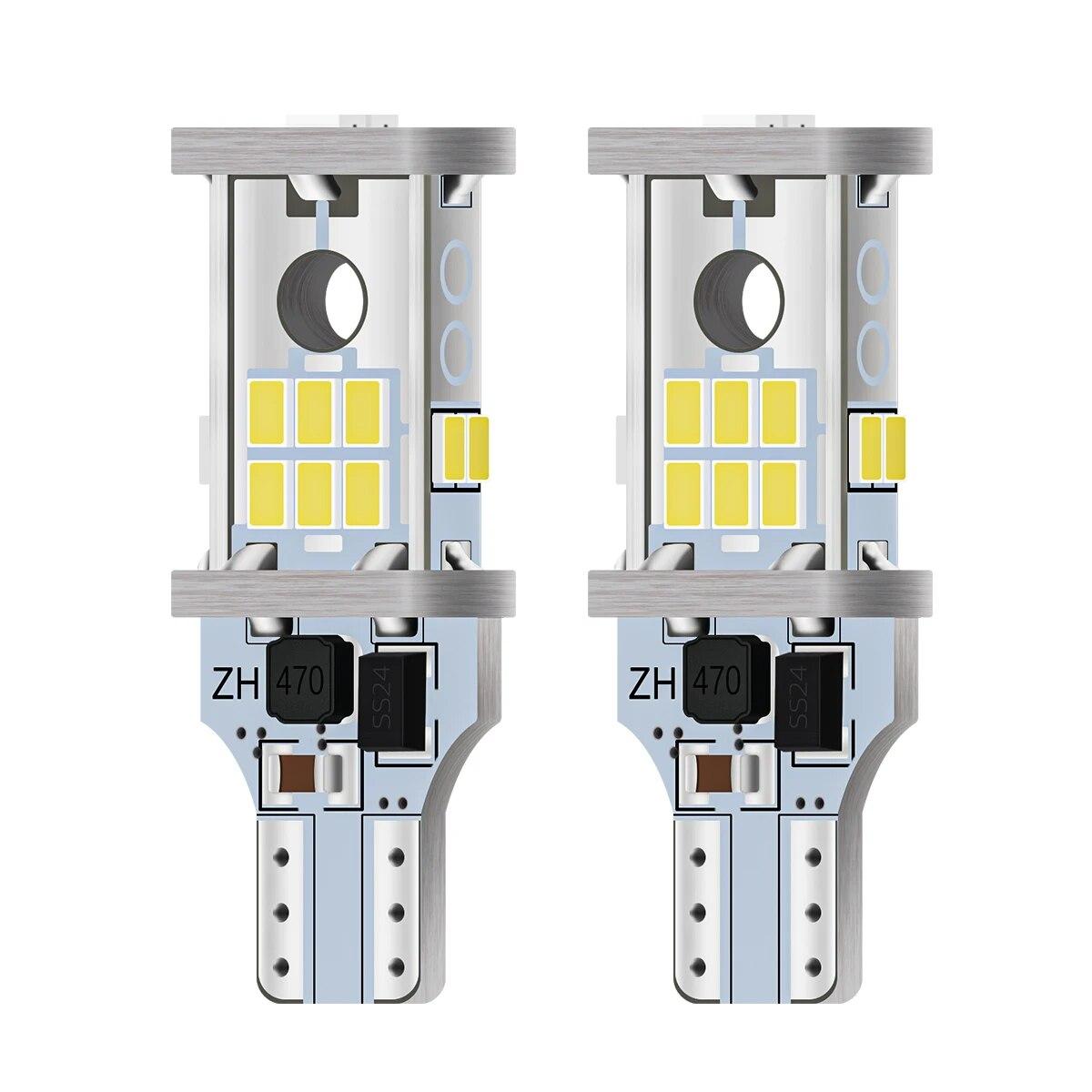 

2 шт. W16W T15 светодиодные лампы Canbus 3020 алюминиевые без ошибок супер яркие для автомобильных задних сигнальных ламп резервные огни 12 В белые