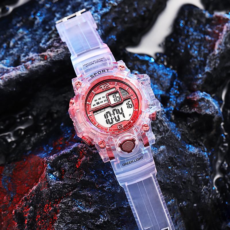 Watch for Boys Kids Transparent Belt Youth Multi-Functional Fashion Sports Electronic Watch