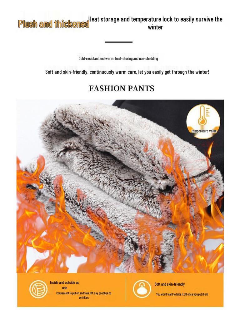 Women's Plus Size Warm Velvet Cotton Pants for Middle-aged & Elderly - Autumn & Winter Wear