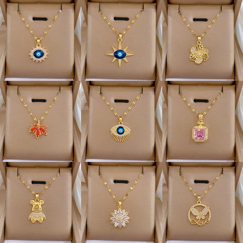 Full Diamond Luxury Light Luxury Banquet Wedding Necklace Female Internet Celebrity Versatile Collarbone Chain Titanium Steel Chain