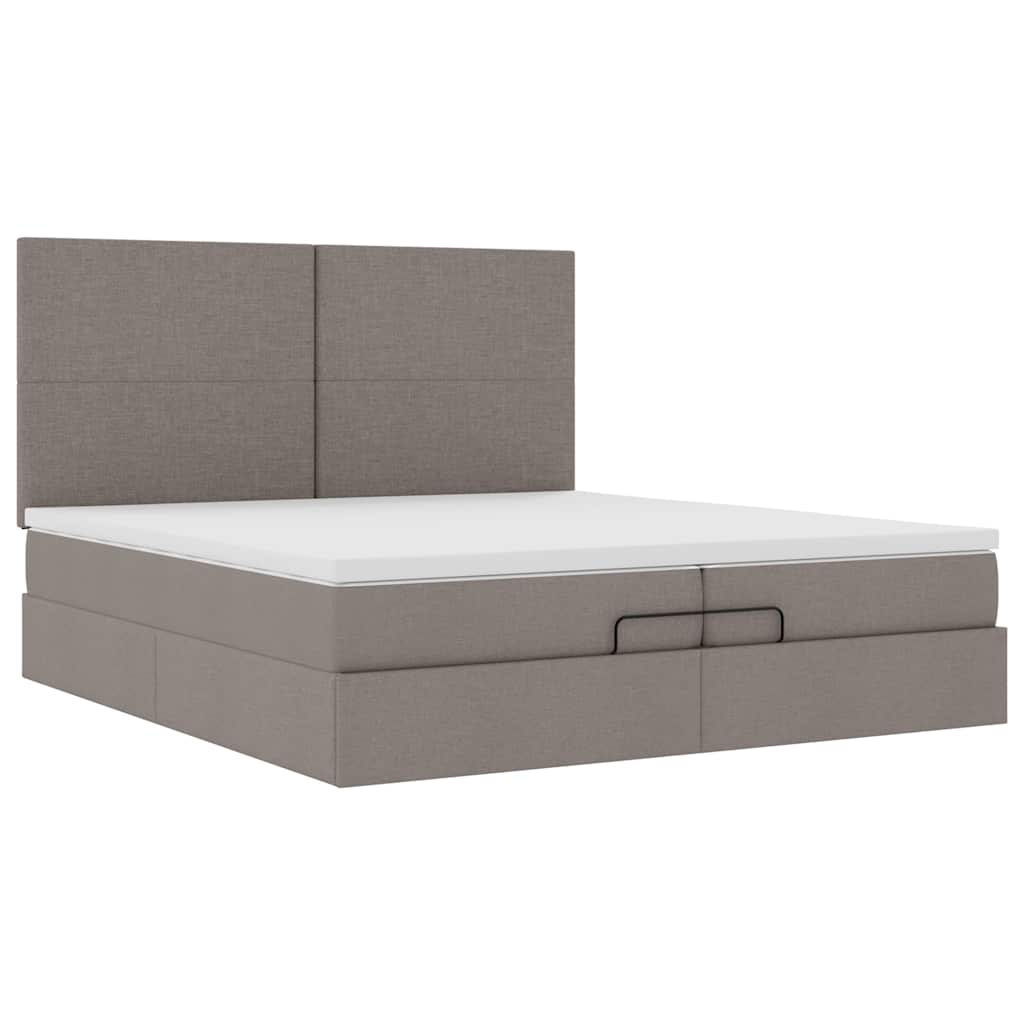 Ottoman Bed with Mattresses Taupe 200x200 Cm Fabric