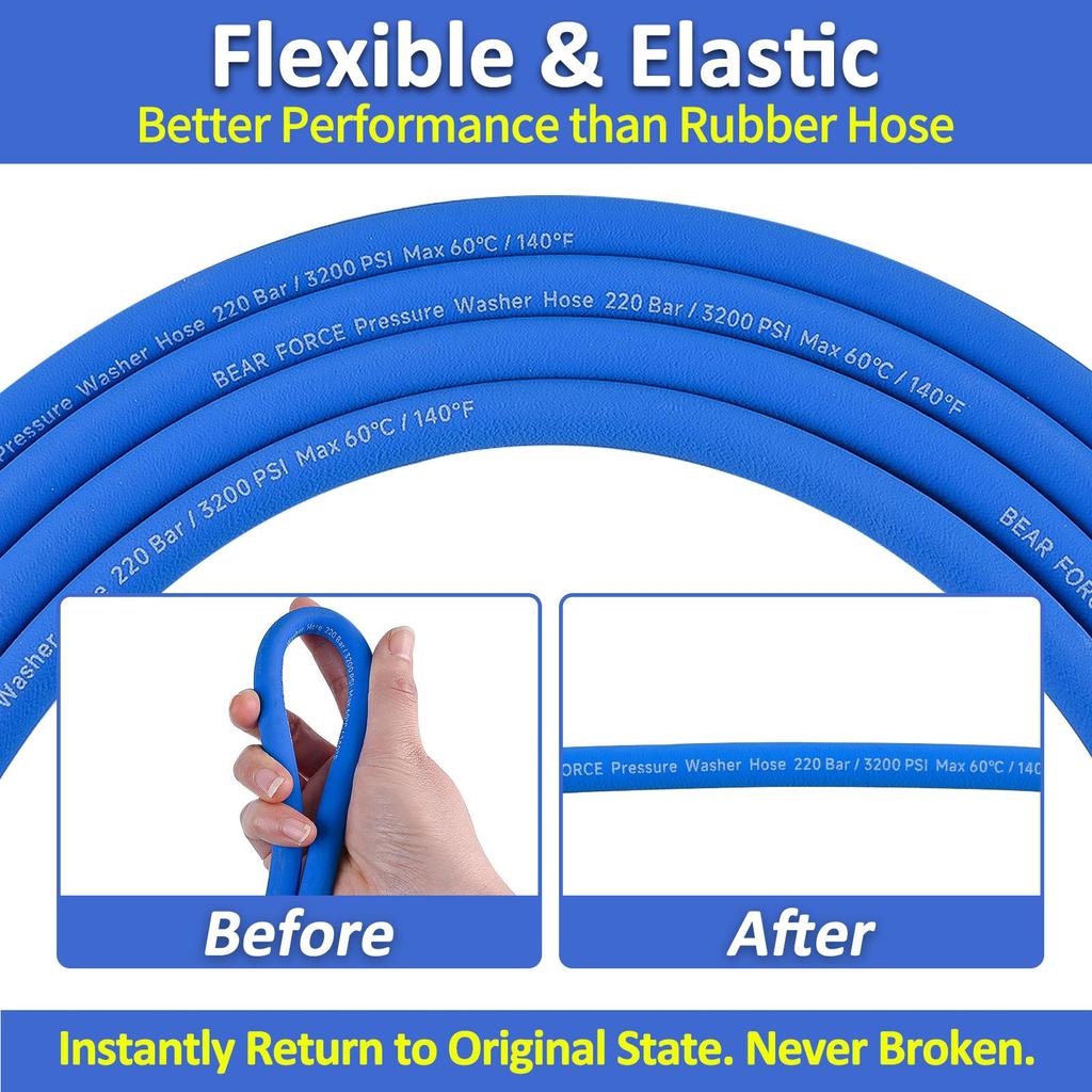 צינור חלופי למכונת שטיפה בלחץ צינור סופר גמיש 2900 PSI צינור עמיד בפני קיפולים עבור Karcher K2-K7 מחבר מהיר