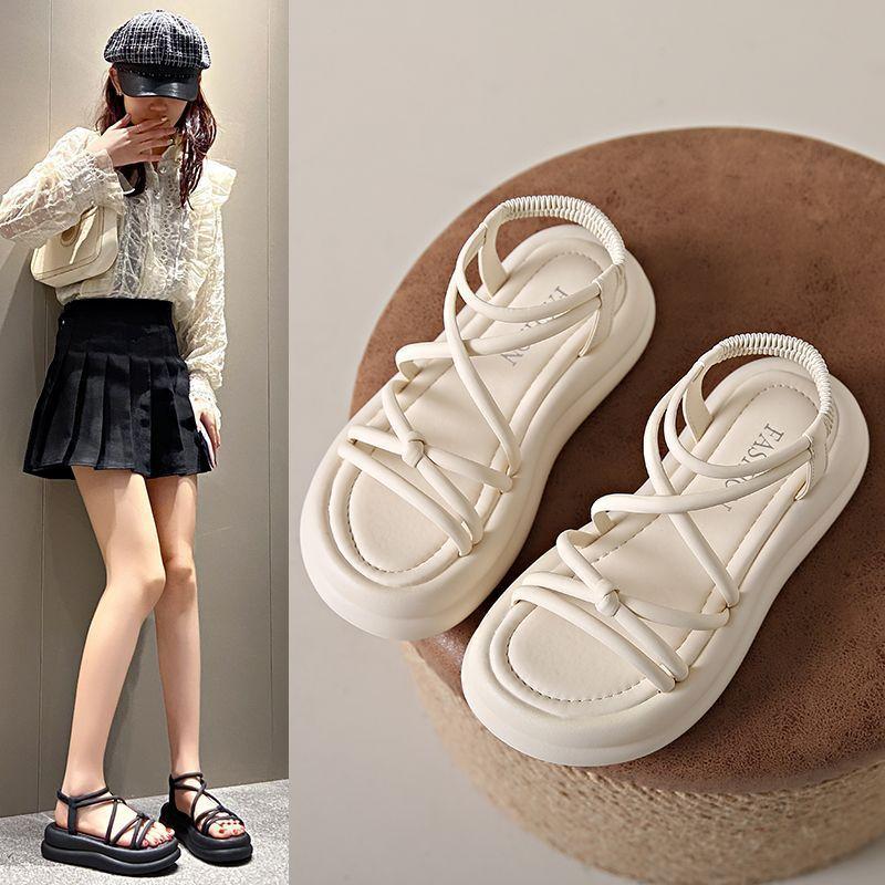 Fairy Style Flat Bottom Fashion Casual Non-slip Beach Shoes with Skirt 2025 New Roman Sandals Women's Summer