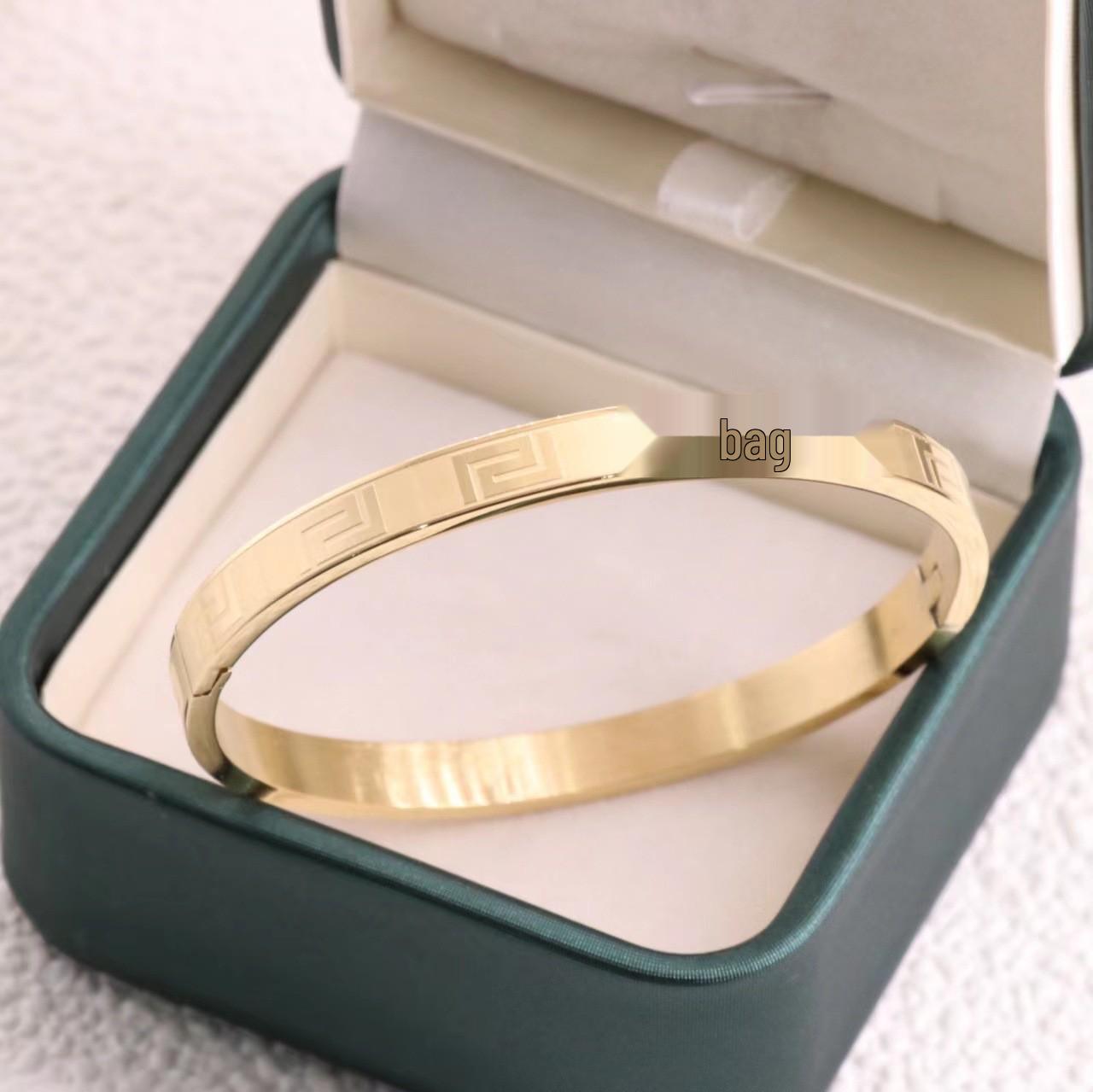 

Браслет из титановой стали в стиле легкой роскоши в китайском стиле – Модный, устойчивый к выцветанию, универсальный женский браслет-манжета Gold