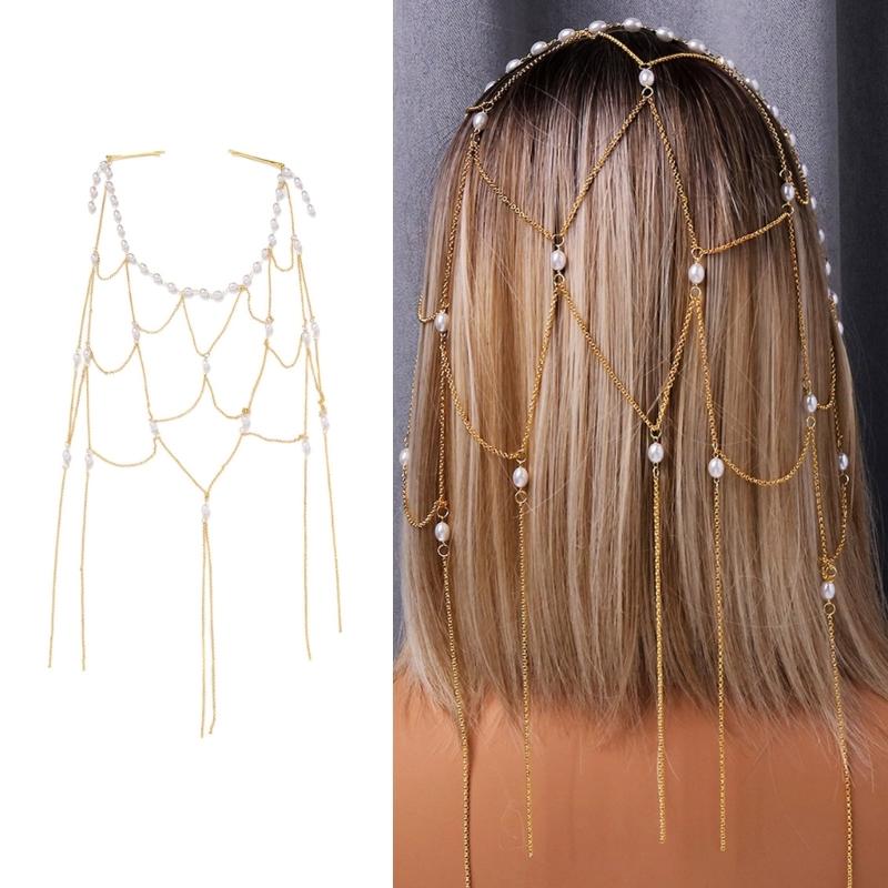 Prachtige Legering Haarstuk Haarversiering Met Fijne Parels Kwastjes Ideaal Voor Bruiden En Avondfeesten