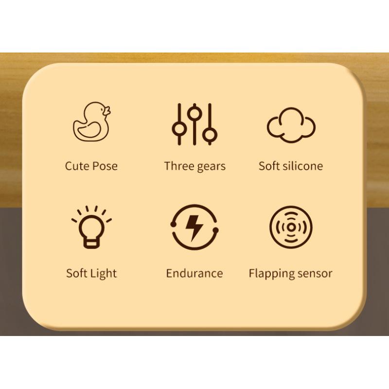 Silicone Cute Duck Pat Light Induction Night Light USB Charging Ornament Ambient Lighting Night Light