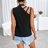 Summer Women's T-Shirt Comfortable Casual Round Neck Solid Colour Sleeveless Top