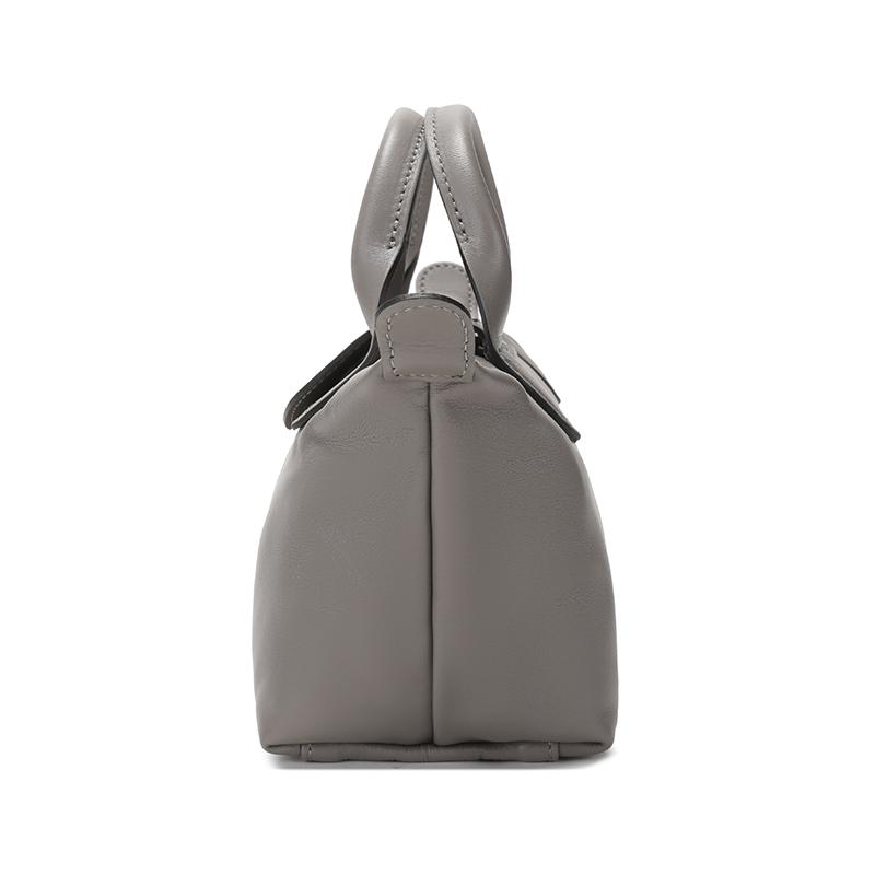 Longchamp Le Pliage Cuir 17 Mini Dumpling Bag Women Shoulder Bag Dove-Gray 1500757P55