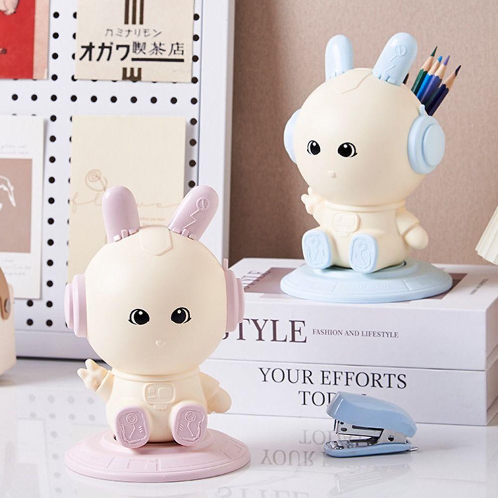 

Многофункциональный держатель для карандашей в виде кролика, полезный держатель для кистей для макияжа, держатель для ручек в виде мультфильма для гостиной синий