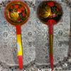Handmade Russian Painted Wooden Dessert Spoon with Floral Design