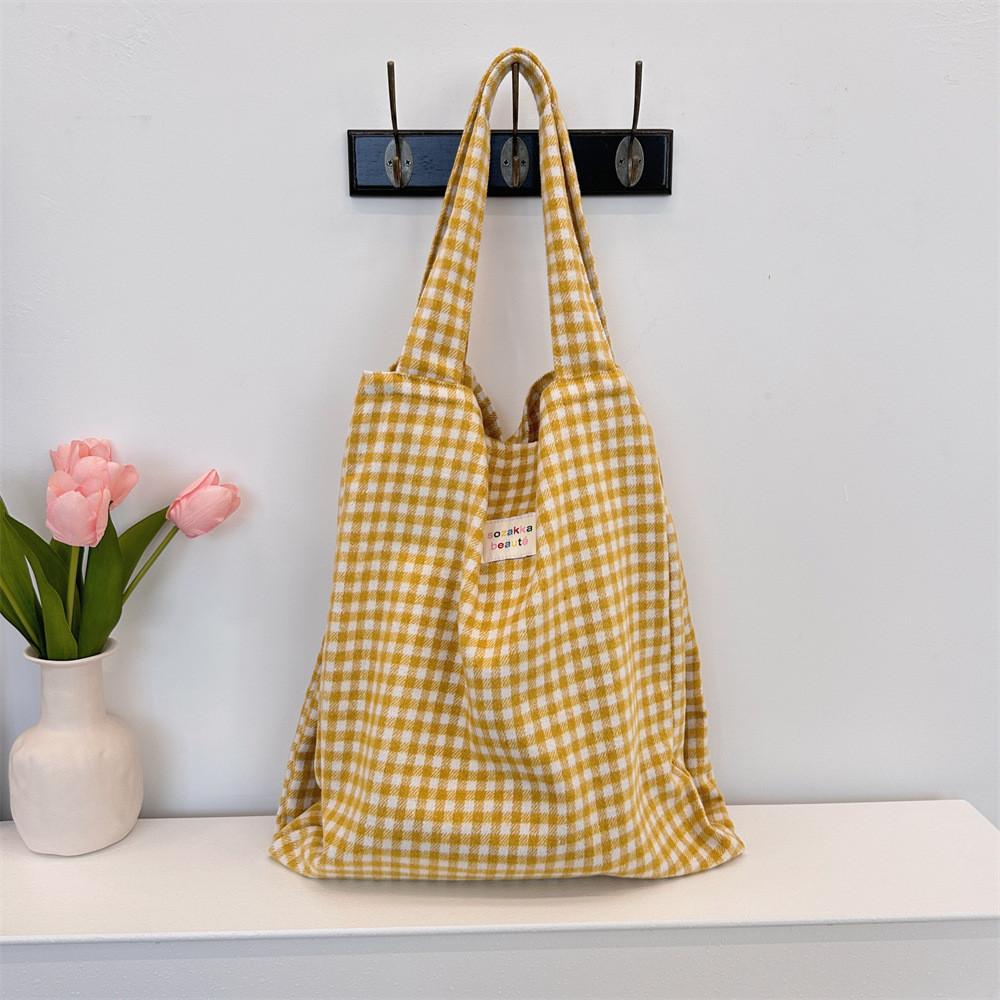Stylish Plaid Wool Tote Bag For Casual Chic Commuting Versatile Shopping Use