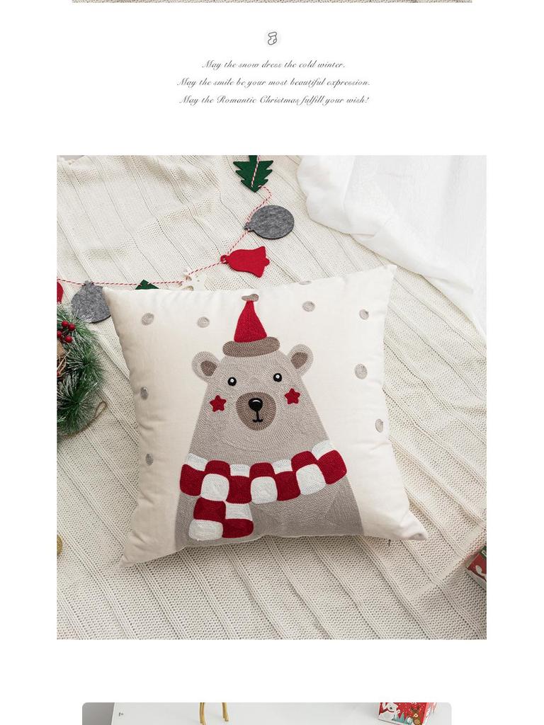 Weihnachts-Stickerei Zierkissenbezug für Sofa oder Bettseite