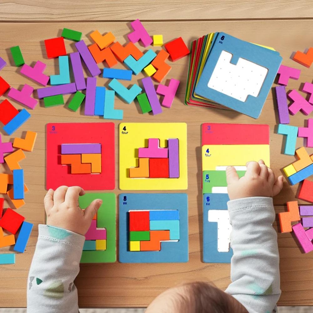 3D Puzzle Zwei-Personen Interaktives Desktop-Spiel Tangram Mathespielzeug Bausteine Brett Farbe Form Für Kinder Geschenke