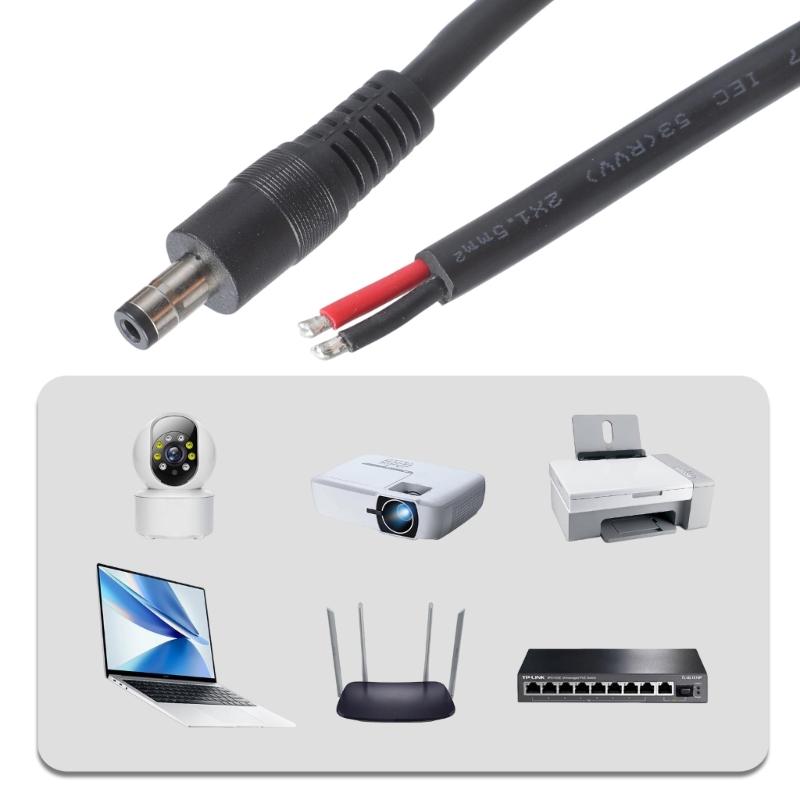 5.5x2.5mm Single Male with Pigtail Bare Wire Open End Power Cord Bare Connector for CCTV Camera DVR LED Strips