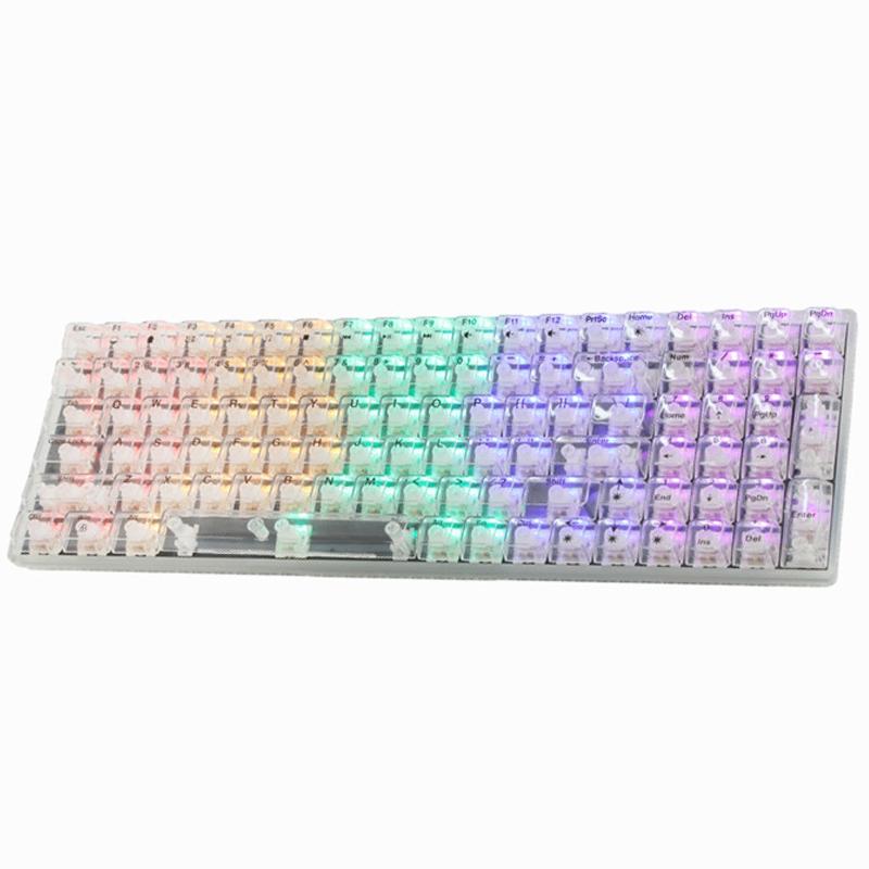 

Y-FRUITFUL K10 Mechanical Gaming Keyboard 100 Keys Type-C Wired Clear Keyboard with RGB Light As Shown A
